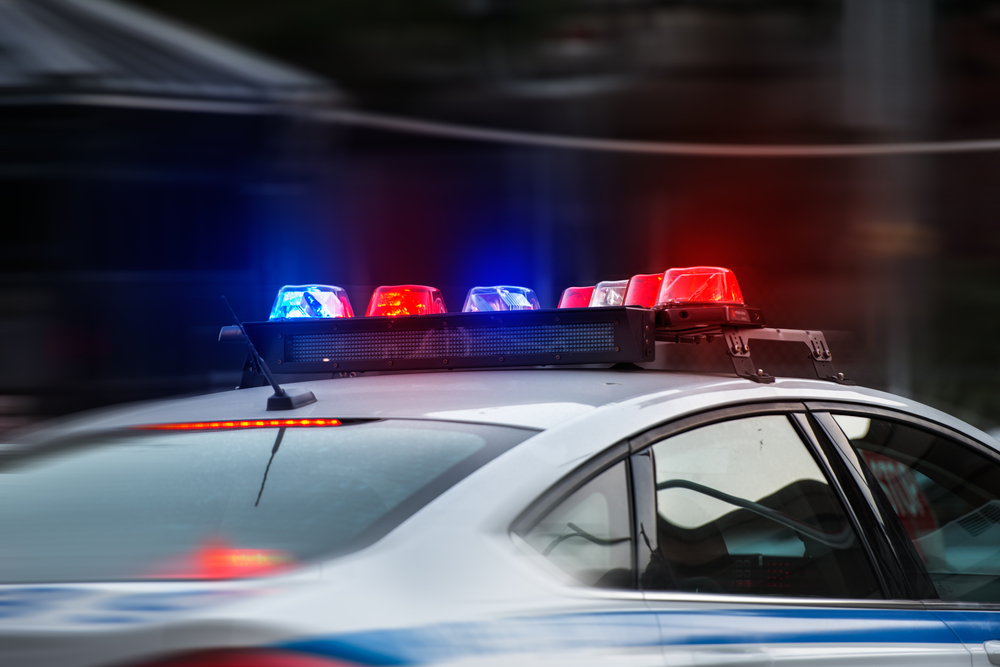 flashing police car lights
